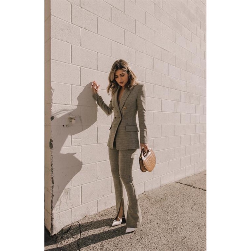 A.L.C Javier Split Flare-Leg Houndstooth Pants